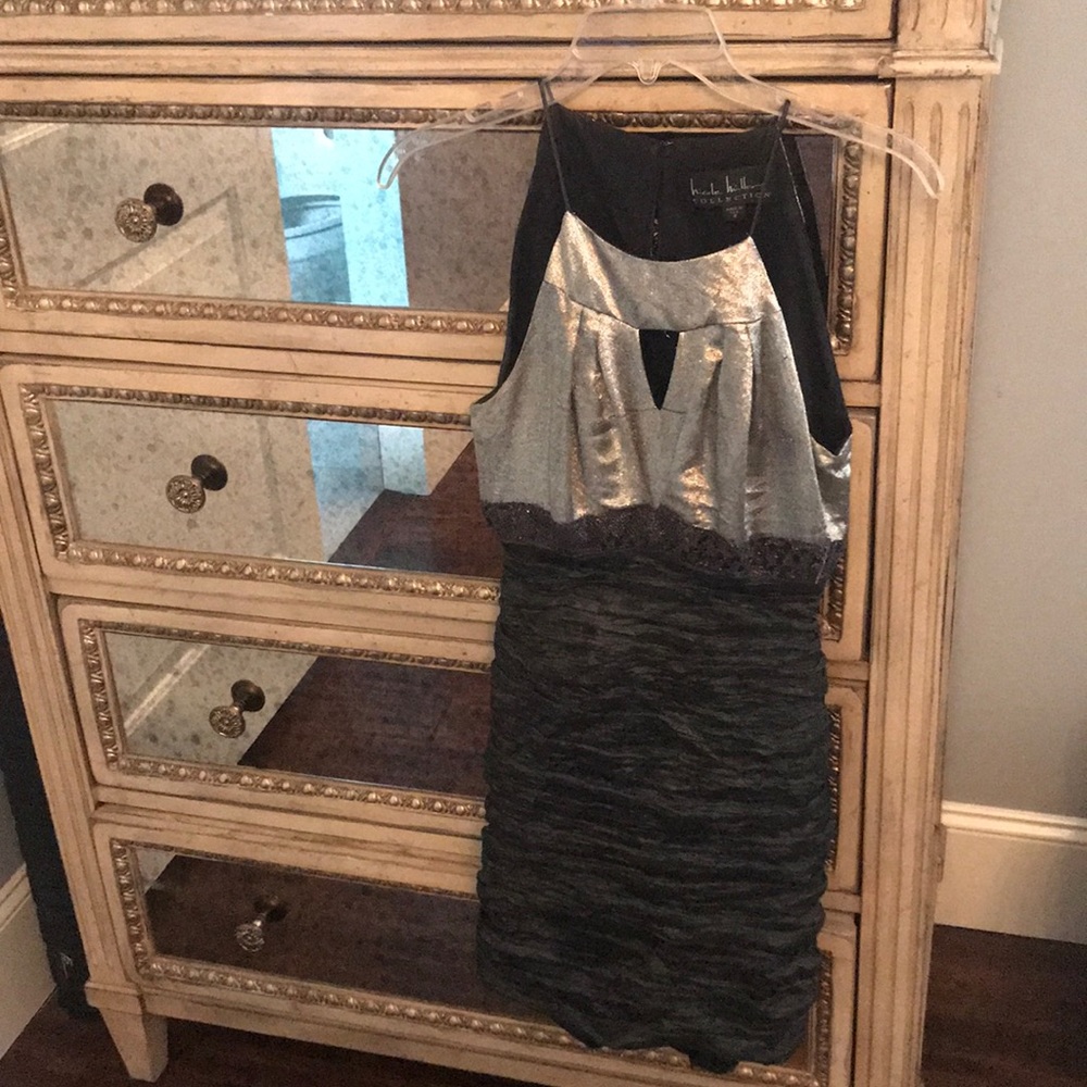 Nicole Miller silver and black cocktail dress